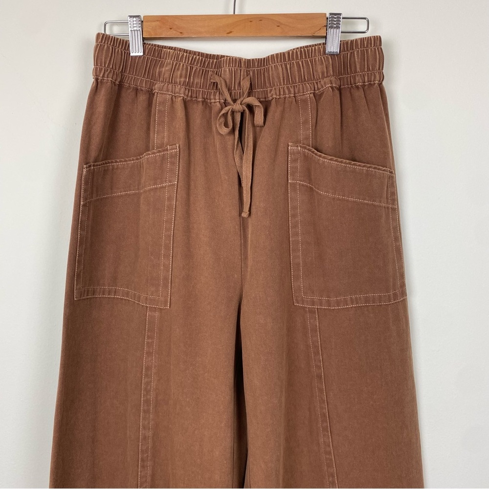 FINAL SALE 🎈🎈Mittoshop Mineral Wash Wide Leg Elastic Waist Twill Pants - Picture 5 of 13